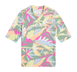 Zwemshirt O'Neill Girls Graphic Skins Shortsleeve Green Tropicana Strakke pasvorm